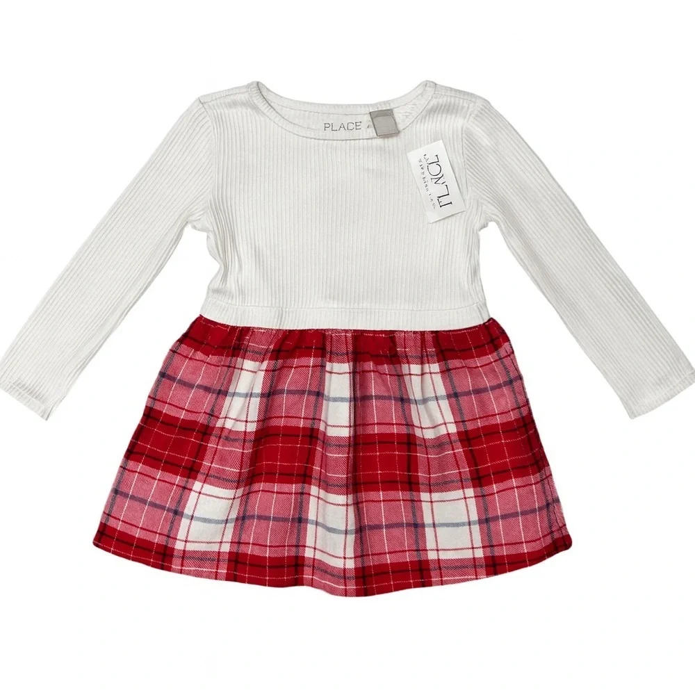 NWT The Children’s Place Plaid Holiday Christmas Dress Size 12-18 Months